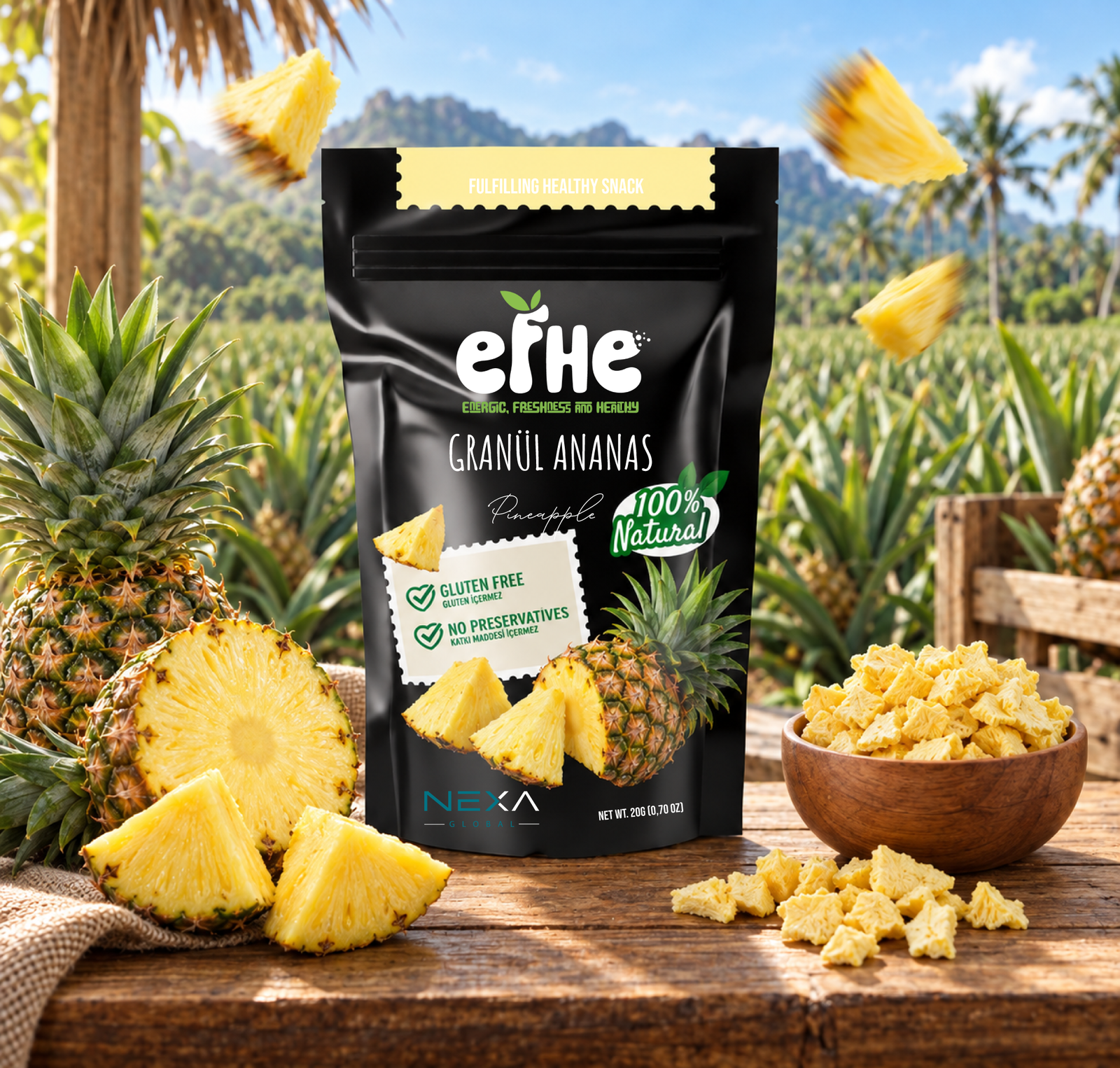 Dondurularak Kurutulmuş Ananas Granülü 40 g